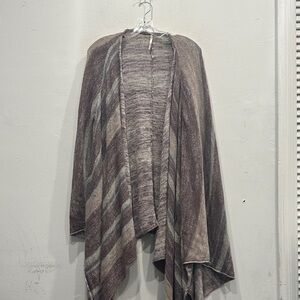 Free people Big Trail poncho boho knit long pockets stripe brown beige small